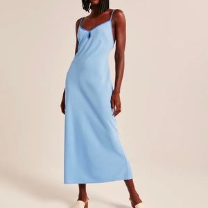 Abercrombie blue keyhole slip maxi dress size Medium Petite NWT